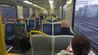Melbourne metro train ride to Flinders Street from Windsor station. Melbourne, Australia.