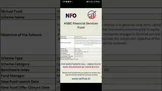HSBC Financial Services Fund New Fund Offer NFO