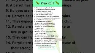 20 LINES ON  PARROT 🦜🦜🦜🦜🦜🦜 #parrot #viralvideo #english #essaywriting