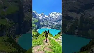 Switzerland's Oeschinensee &ndash; A Peaceful View from Above 🌿 #travel #shorts