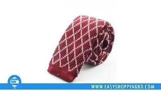 Dark Red Hand Knitted Neck Tie For Men in Bangladesh
