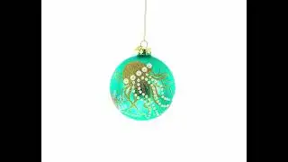 Ocean Jellyfish and Coral Teal Glass Ball Christmas Ornament (DD-0128)