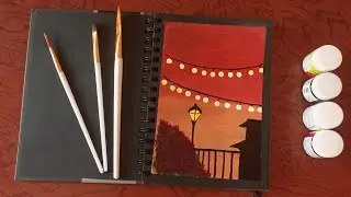 Red Sunset | Acrylic painting tutorial for beginners | Painting tutorial 