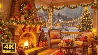 Cozy Christmas Piano Music 🎄🔥 Warm Fireplace Ambience with Soft Snow | Christmas Ambience