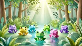 Paper art make frog animal paper 