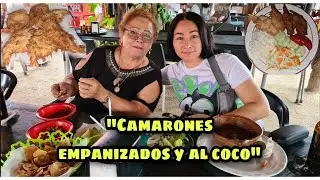 CAMARONES AL COCO Y EMPANIZADOS!! DESAYUNO Y ALMUERZO DE MARISCOS EN CHAMPOTON CAMPECHE!!