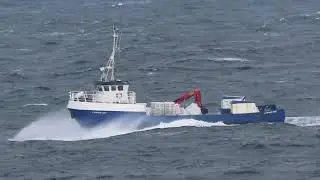 Work Boat in Stormy Sea on 11 October 2023