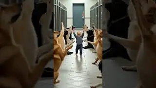 🐶👶 Epic Entrance! Toddler Walks as Dogs Salute! 😂🔥 #cutestmoment