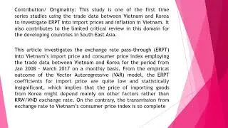 Exchange Rate Pass Through ERPT and its Implications for Vietnam Vector Autoregressive Approach from