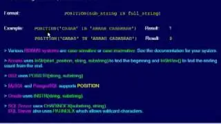 SQL 083 Numeric Scalar, POSITION or What is the starting position of a sub-string?