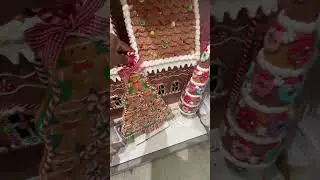 Dopamine Christmas decor, gingerbread houses, tabletop Christmas trees, pastel holiday decorations