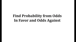 Find Probability from Odds
