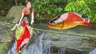 Harvesting 1,000 Fish with Bamboo Traps in the Stream for Market Sale | How to Make Bamboo Traps