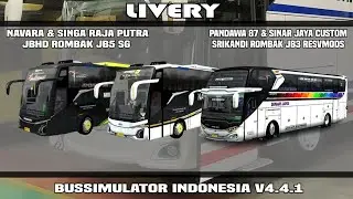 Share livery Navara, singa raja putra jbhd jb5 SG & livery Pandawa 87, sinar jaya Custom Bussid