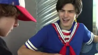 Nathan Blair recreating Stranger Things scene