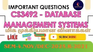 💾 CS3492 &ndash; DBMS Important Questions | AU R-2021 | Unit-wise Most Expected | Nov/Dec 2025 Exam