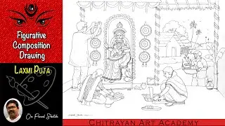| Laxmi Pooja Drawing | How To Draw Laxmi Puja Drawing Step By Step | Laxmi Puja On Pencil Sketch |