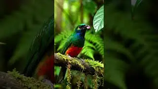 Green Backed Trogon Enjoying Amazon Fruit  Amazon Forest 8K