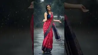 Beautiful Woman in Saree Smiling in Rain 🌧✨ | Viral Aesthetic Shorts #shorts #ytshorts #saree