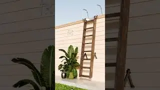 Wooden Foldable Wall Mounted Ladder