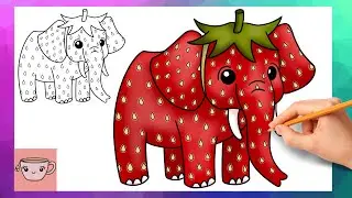 Как нарисовать клубничного слона | Милый и простой урок рисования