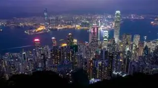 Sunset time-lapse from the Lugard Road Lookout, Lugard Road (near the Peak Tower), Hong Kong