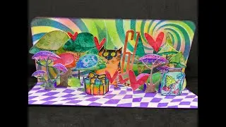 Psychedelic cat pop up card