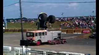 Monster truck crash at Santa Pod Raceway