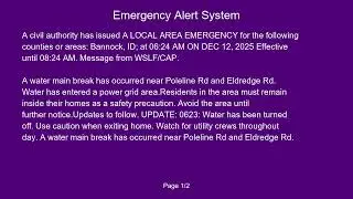 IPAWSCAP Local Area Emergency #2 Bannock Idaho (12/12/25)