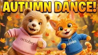 Autumn Dance Song 🍂 | Cute Cat & Bear Dancing | Kids Music Video 