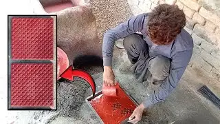 New Technical Process// How make tuff tiles in red colour// Making cheksaan tile in red colour ...