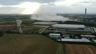 Didcot Power Station Demolition and pylon fire