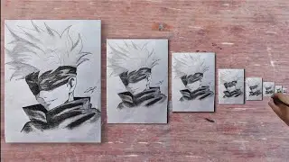 How Small Can I Draw Gojo🔥 | New Art Trick 