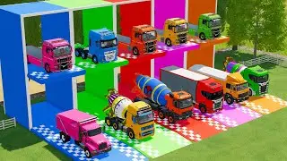 Garage With Color - COLORFUL XCMG EXCAVATOR, SCANIA POLICE TRUCK TRANSPORTING WITH DUMP TRUCK