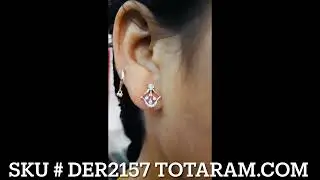 18K Rose & White Gold Polish Diamond Earrings For Women - DER2157