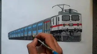 Drawing a train || Shatabdi express hauled by WAP-7 locomotive || Akshay's Rail World