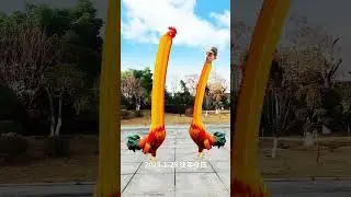 Special effects production, funny video shot on mobile phone, long-neck expert among the people