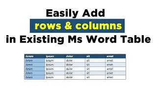 How to  add rows and columns in existing Microsoft word Table
