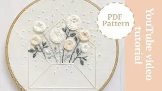 Roses in envelope embroidery. Flowers embroidery design. Вышивка роз. Вышивка цветов для начинающих.
