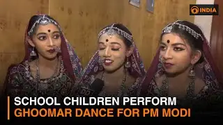 School children perform Ghoomar dance for PM Modi