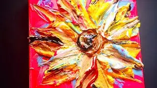 POP ART meets TEXTURE ART | Palette Knife Acrylic  Sunflower Painting Tutorial for Beginners