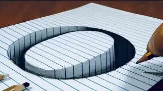Draw a Letter O Hole on Line Paper - 3D Trick art