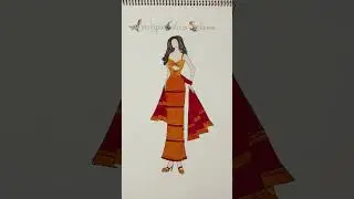 Analogous Colour Scheme Fashion Illustration | Hand Drawing Step by Step #drawingskill #sketchclub