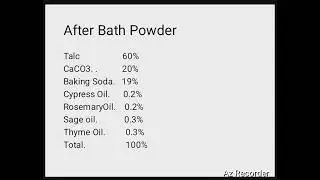 SKINCARE FORMULATION 101 ! DEODORIZING AFTER BATH POWDER