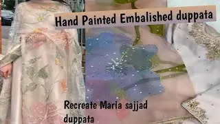 Hand Painted orgenza duppata|Recreate Designer duppata|Hand painted Embalished duppata|@Art Arena