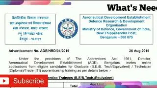 ITI, Diploma,B Tech DRDO Apprenticeship 2019,