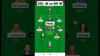 del-w vs mi-w dream11 prediction today || del-w vs mi-w dream11 team || wpl 2023 #shorts #dream11
