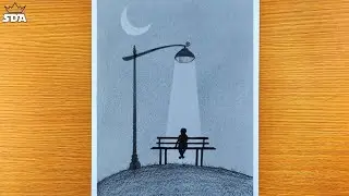 How to draw a Sad Boy Sitting Under Moonlight Step by Step || Pencil Sketch for Beginners