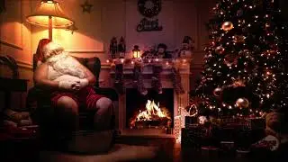 Santa Claus durmiendo junto al fuego &ndash; Ambiente c&aacute;lido para relajarse y dormir.