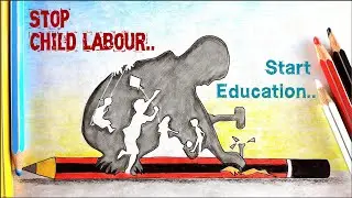 Stop child labour drawing poster | Easy child labour drawing for kids | 12th June drawing